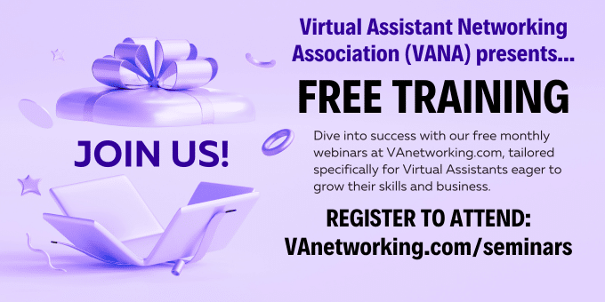 Free Virtual Assistant Training Webinars Virtual Assistant Networking Association Vana 3476